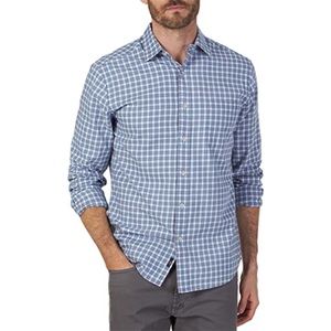 Faherty Everyday Shirt in Parker House Plaid Cotton Blue Mens Button Down  XL